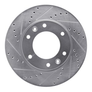 Hyundai Entourage Brake Rotor (1) - Front Left - R1 Concepts - Drilled & Slotted - Silver - `06-`14